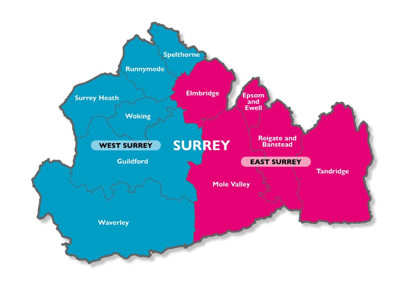 Surrey reorganisation map